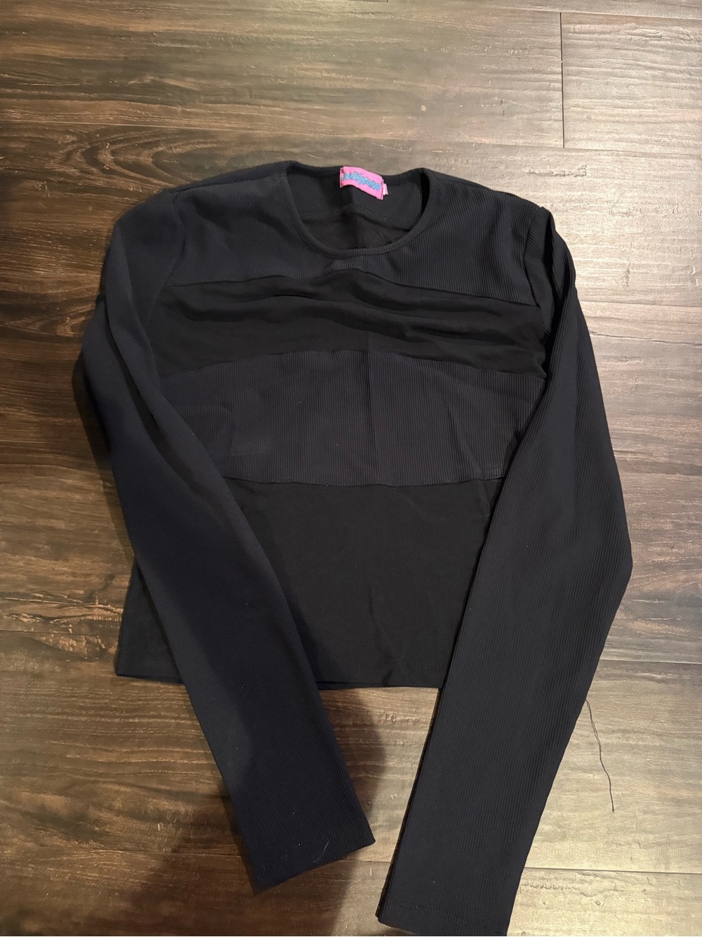 Edikted Black Long Sleeve Ribbed Panel Crew Top